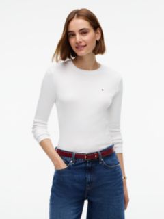 Flag Embroidery Slim Long Sleeve T-Shirt — White 1
