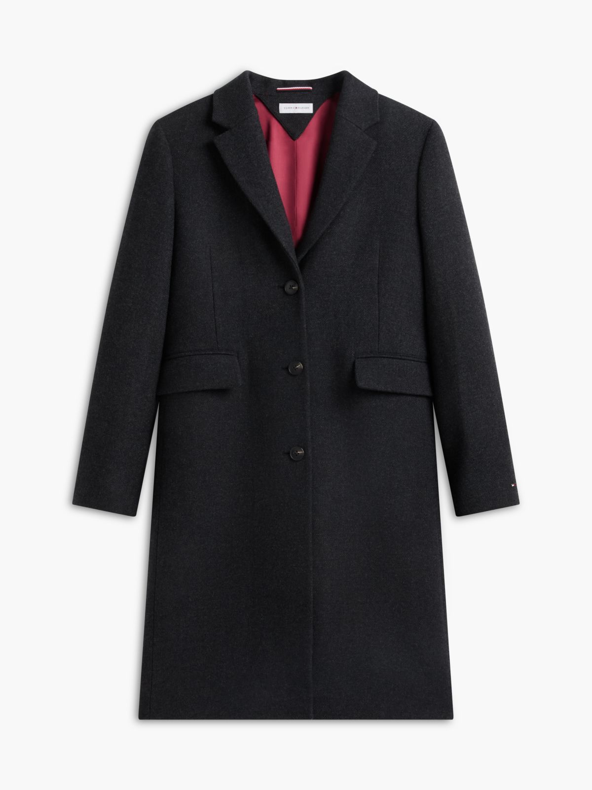 Manteco Wool Blend Slim Single Breasted Coat — Grey