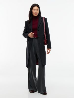 grey manteco wool blend slim single breasted coat for women tommy hilfiger