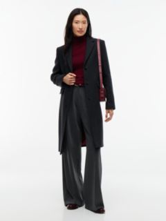 Manteco Wool Blend Slim Single Breasted Coat — Grey 1